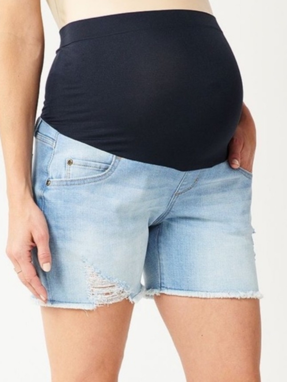 Maternity Jean Shorts with Over-Belly Panel